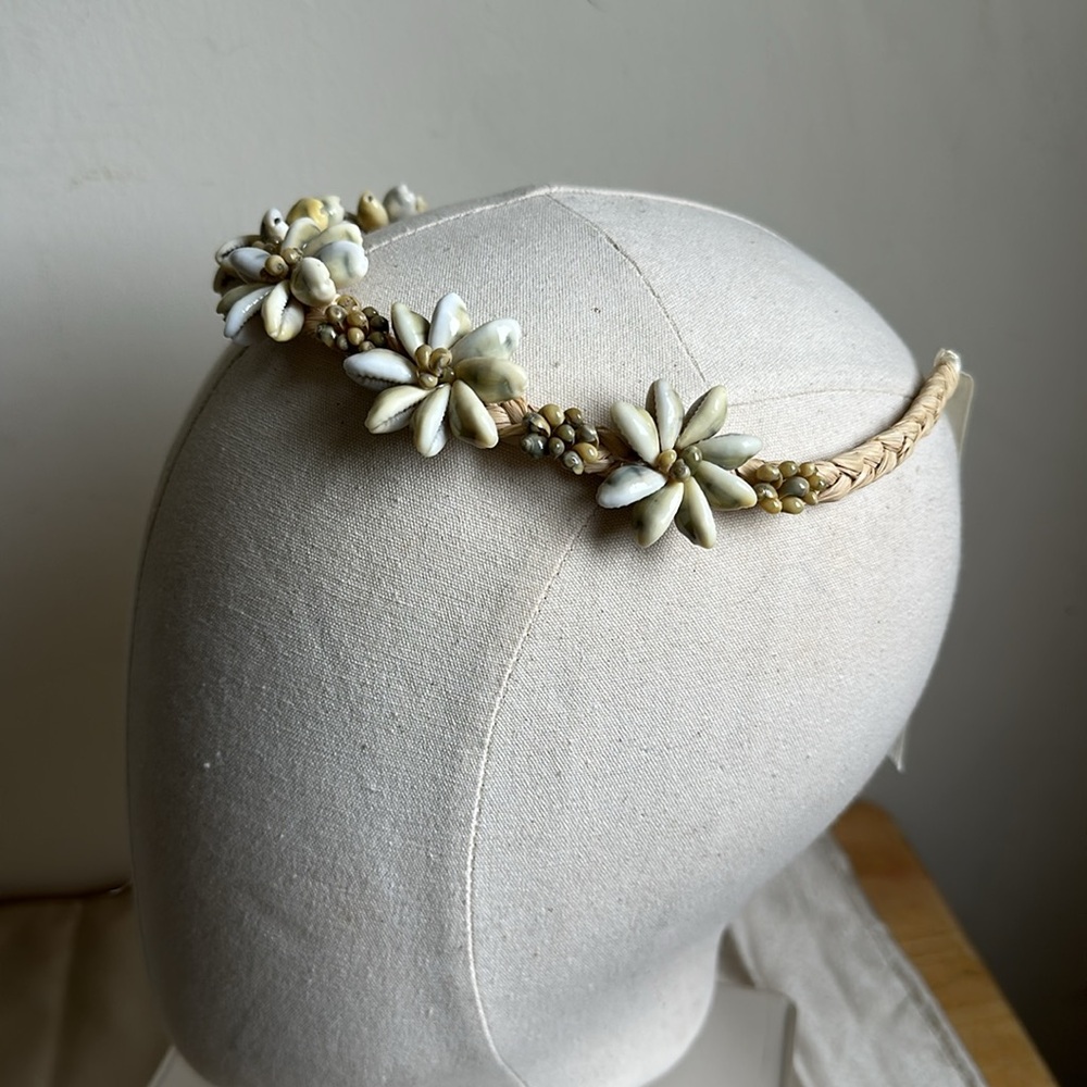 Vintage Girls Headdress Floral Shells Handmade Bridesmaid Crown Headpiece